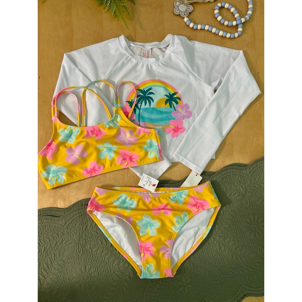 Cat&Jack Swimsuit 3 piece Set Size L Girl NWT